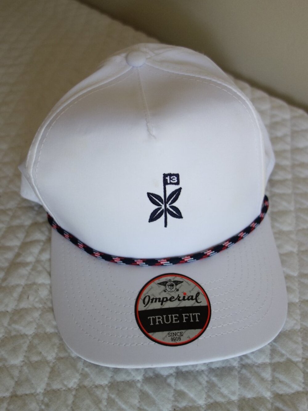 NWT IMPERIAL True Fit Snap Back White Golf Cap Hat 13th Hole